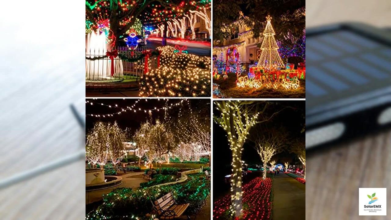 Dazzle Bright 2 Pack Total 400LED 132FT Warm White Christmas Solar String Outdoor Lights