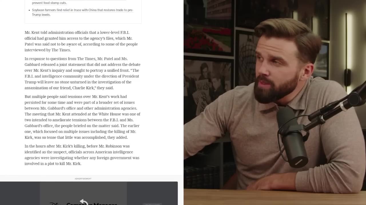 LIVE: FBI BLOCKS CHARLIE KIRK FOREIGN INTEL PROBE BY TULSI GABBARD