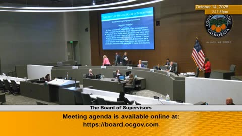 Orange Co CA BOS Mtg: Public Comment on VCA Renewal (14 Oct 2025)