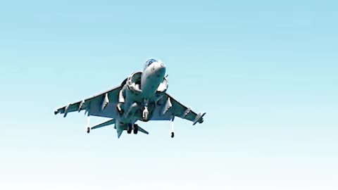 AV-8B Harrier Vertical Landing on Amphibious Assault Carrier
