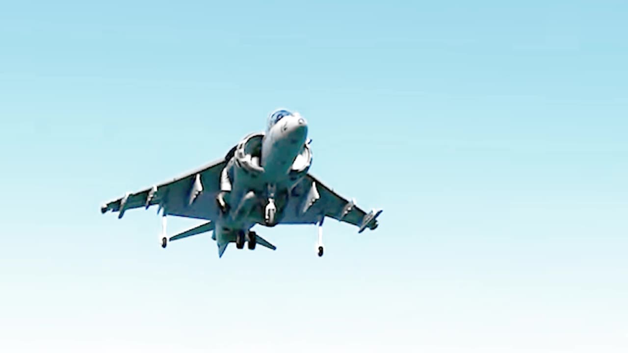 AV-8B Harrier Vertical Landing on Amphibious Assault Carrier