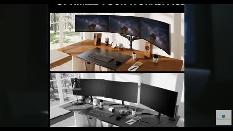 HUANUO Triple Monitor Mount for 17 to 32 inch Screens, Gas Springs Adjustment Tr