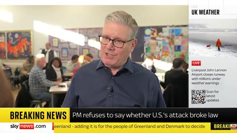 Beth Rigby: "Has the US violated international law?" Starmer: "Intl law is really important..."