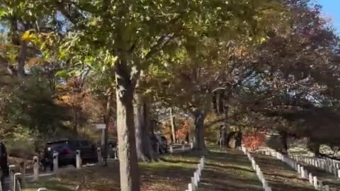 21-gun salute greets President Trump upon his arrival to Arlington.