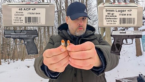 Xtreme Defender in Short Barrels! 9mm+P VS .45 ACP+P - Ballistic Gel Test