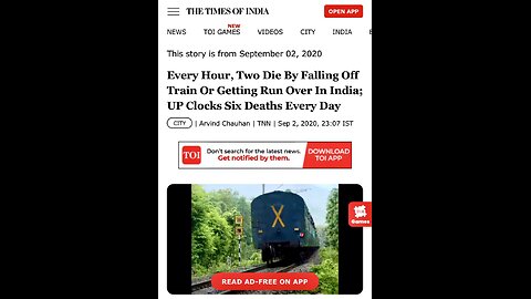 In India, every HOUR two die by falling of trains or getting run over...🤷‍♂️