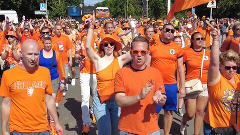 The Orange Army arriving at Berlin's Olympic Stadium