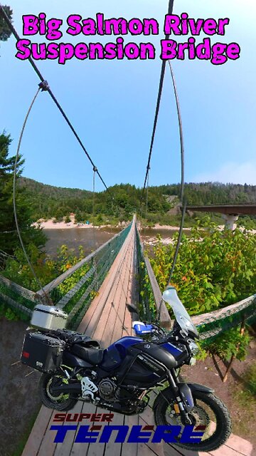 Yamaha Super Tenere | BIG SALMON SUSPENSION BRIDGE #shorts #adventure #yamaha