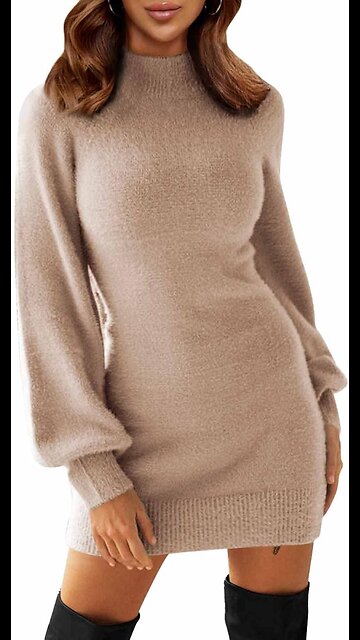 EXLURA Womens Mini Sweater Dress