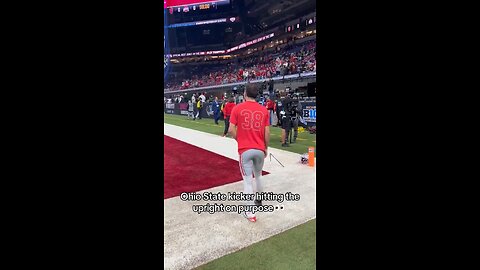 The Ohio State kicker during warm ups