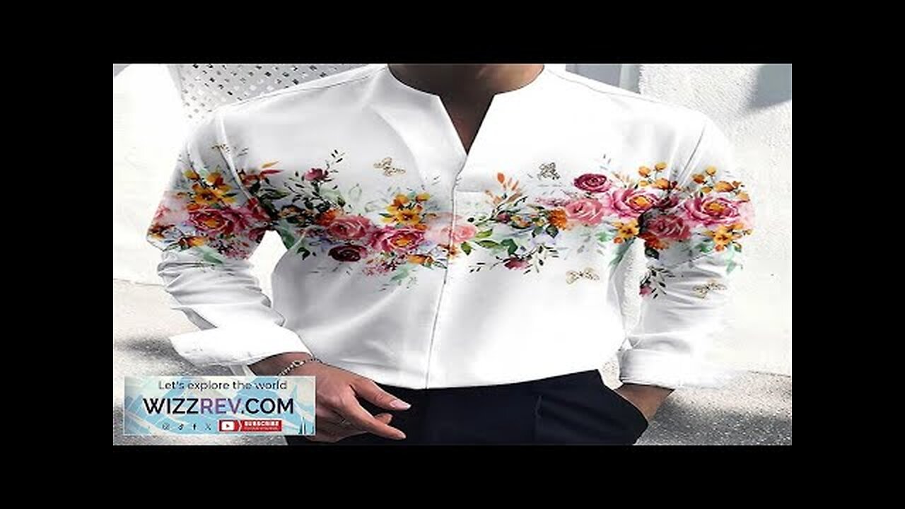 INCERUN Men Floral Print V-Neck Long Sleeve Shirt Comfy Loose Fit Casual Review