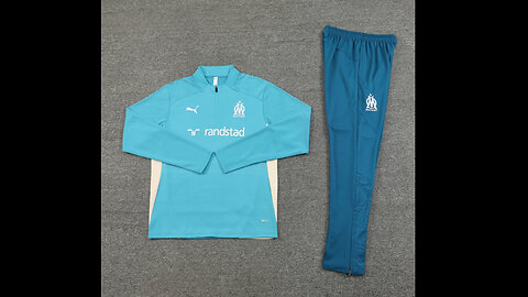 👉🏻⚽️2024/25 Marseille Adult/Kid Blue Long Sleeve Tracksuit