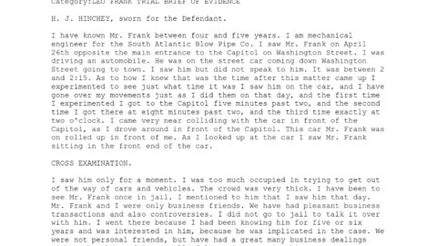 H J HINCHEY, Sworn In For The Defendant, 59th To Testify