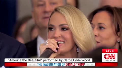 Carrie Underwood sings 'America the Beautiful' a cappella after the soundtrack didn't turn on.