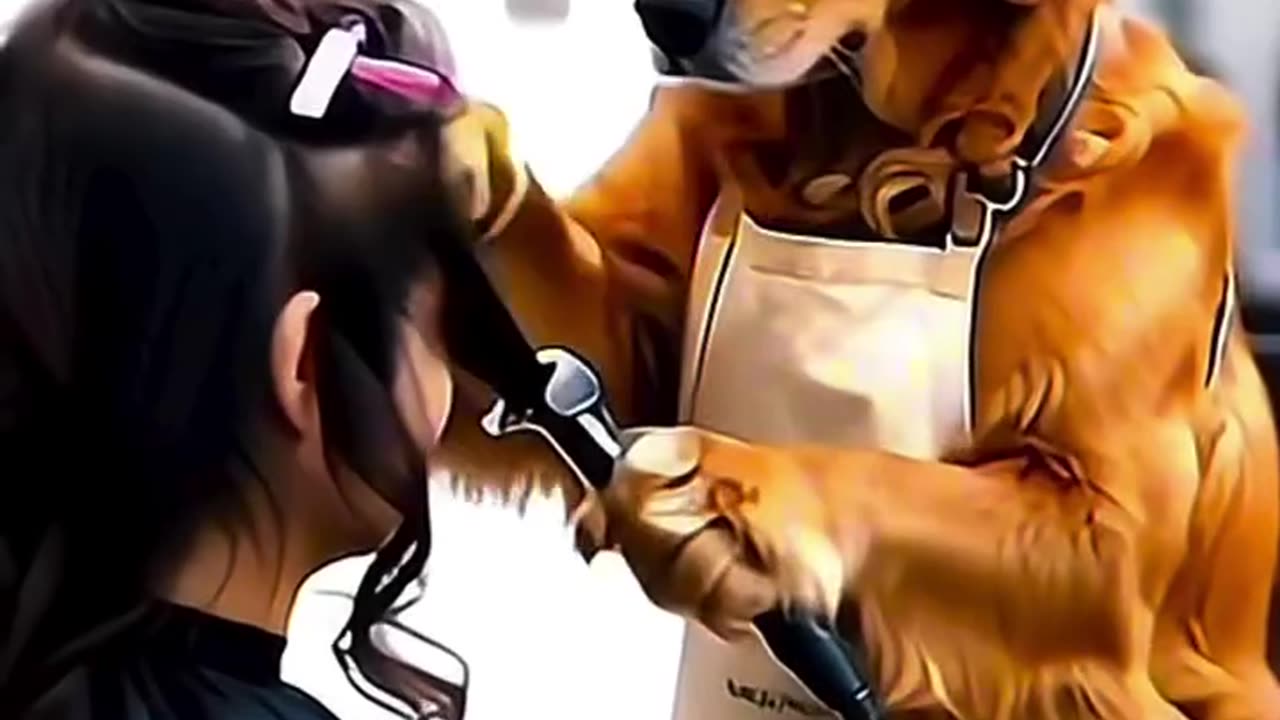 Look, we even cut dogs' hair here