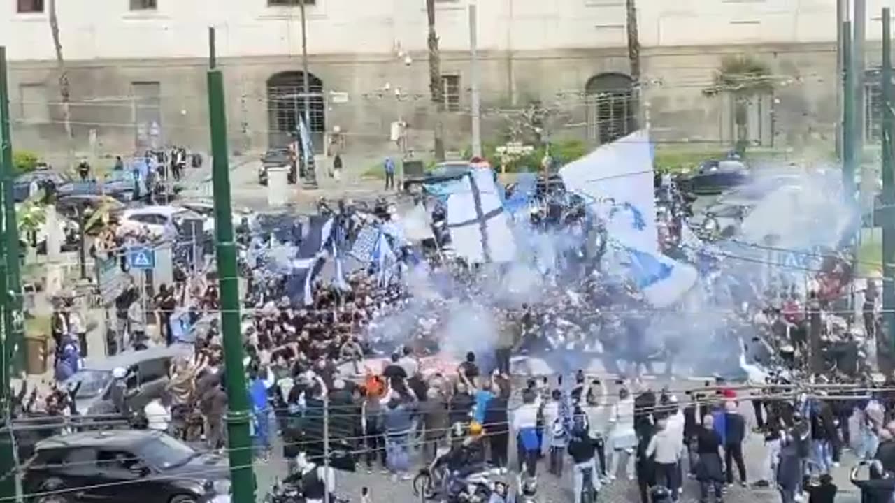 Napoli Curva B celebrating the 3rd Scudetto in the history