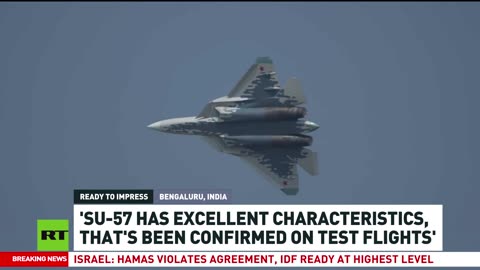 Russia's latest fighter jet Su-57E takes to the skies at Aero India 2025