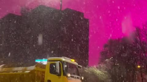 Mysterious Pink Glow Illuminates Night Sky Over Birmingham
