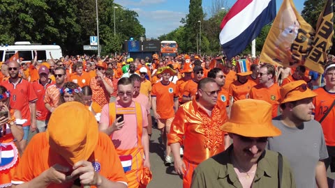 The Orange Army arriving at Berlin's Olympic Stadium