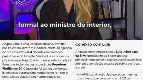 Foro de são Paulo é uma organização terrorista no Brasil: Angela Lano é uma jornalista italiana, ativista pró-Palestina, diretora e editora-chefe da agência de notícias InfoPal.it (focada em questões palestinas e do Oriente Médio).