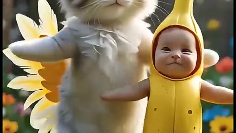 cute funny video dance baby with banan