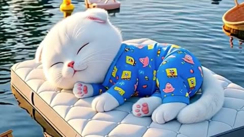 📹 Cat swept away by floodwaters 🌊😿 #cat #cartoon #cutecat