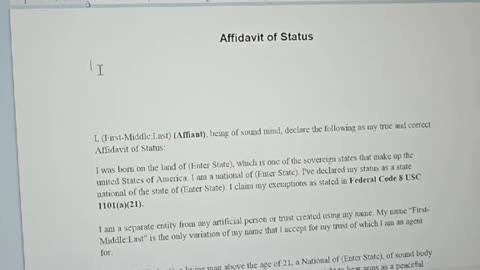 Affidavit of status
