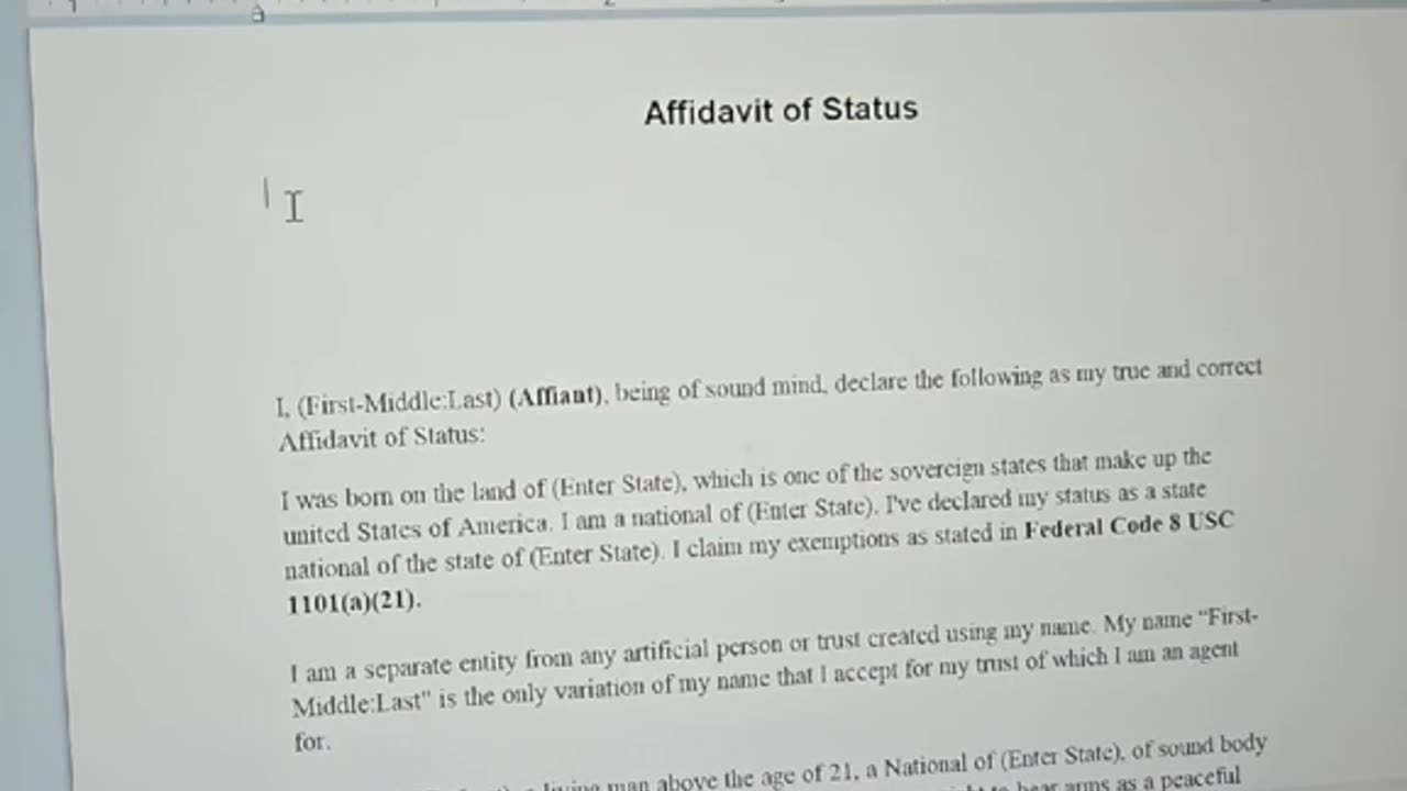 Affidavit of status