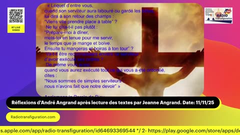 Réflexions d'André Angrand après lecture des textes par Jeanne Angrand. Date: 11/11/25