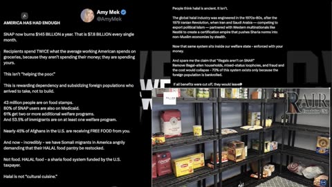 SHARIAH HALAL FOOD Subsidized by the USA for Foreigners