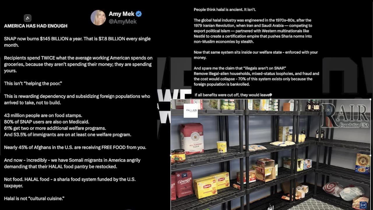 SHARIAH HALAL FOOD Subsidized by the USA for Foreigners