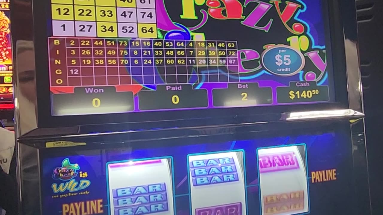 $5 Bets- Crazy cherry Slot Machine Lucky Star Casino