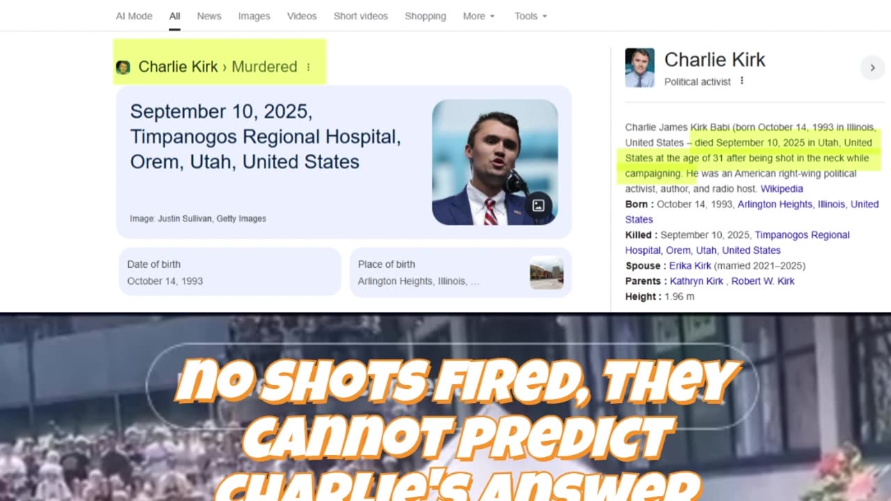 CHARLIE KIRK'S ASSASSINATION 9/10/2025 CONSPIRACY : ERASING CHARLIE KIRK