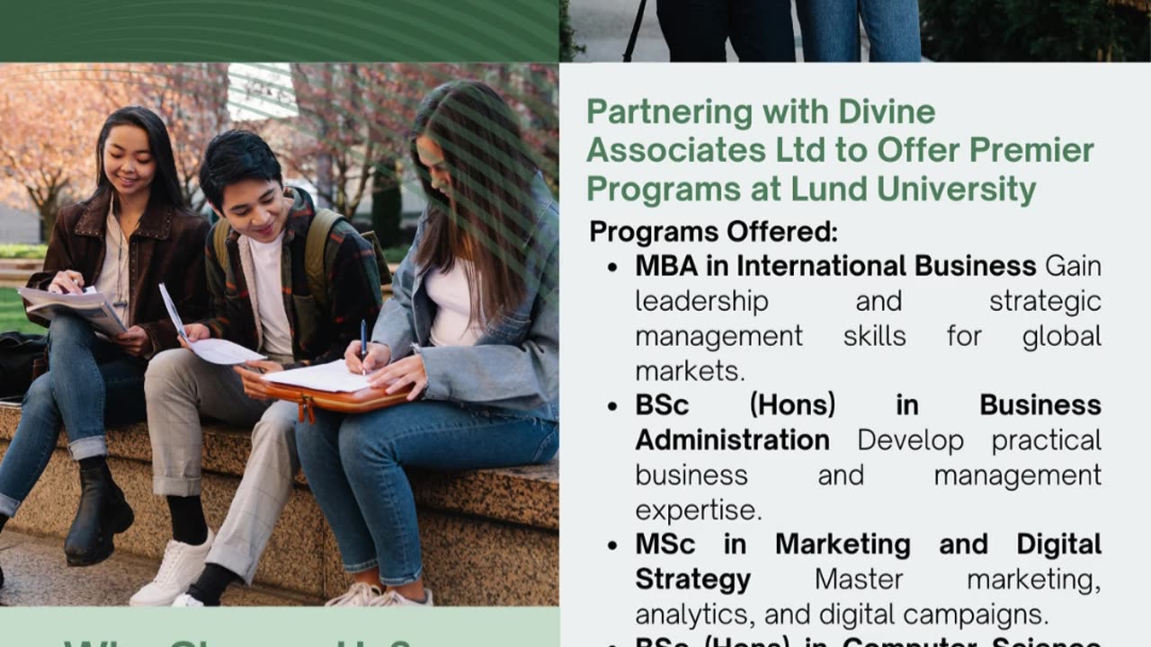 Excel in Business, IT & Finance at Lund University with Divine Associates Ltd.