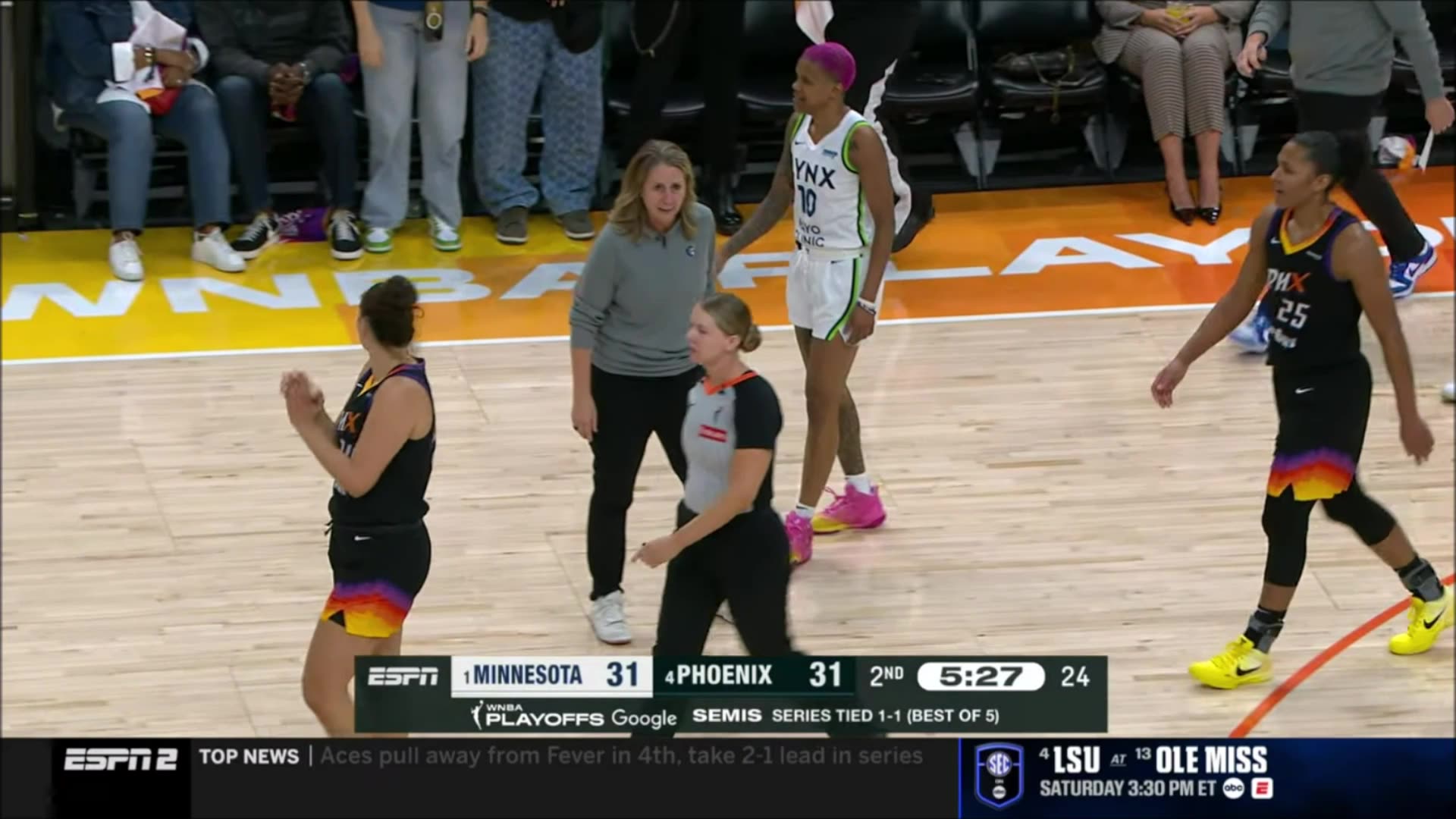 👀 TECH, Coach FURIOUS no foul called for Napheesa Collier | WNBA playoffs womens basketball