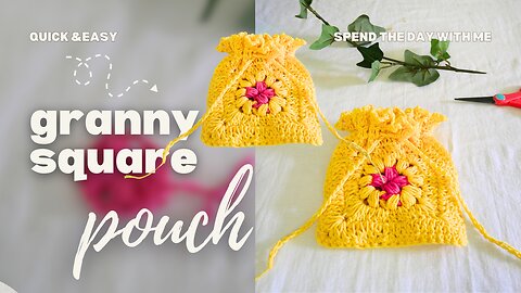 Granny square crochet pouch bag