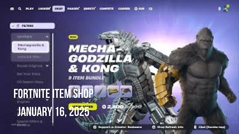 Fortnite Item Shop|January 16, 2025(*New* Mecha-Godzilla & Kong Bundle & Jam Tracks)