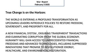 WAR REPORT - FEBRUARY 03 2025 - TRUE CHANGE IS ON THE HORIZON