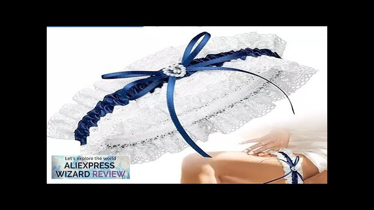 Lace Leg Garter Belt Floral Rhinestone Bow Garter Sexy Navy Bridal Wedding Review