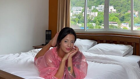 GENTLE BED MAKING 4K - AESTHETIC PINK TRANSPARENT RAINCOAT