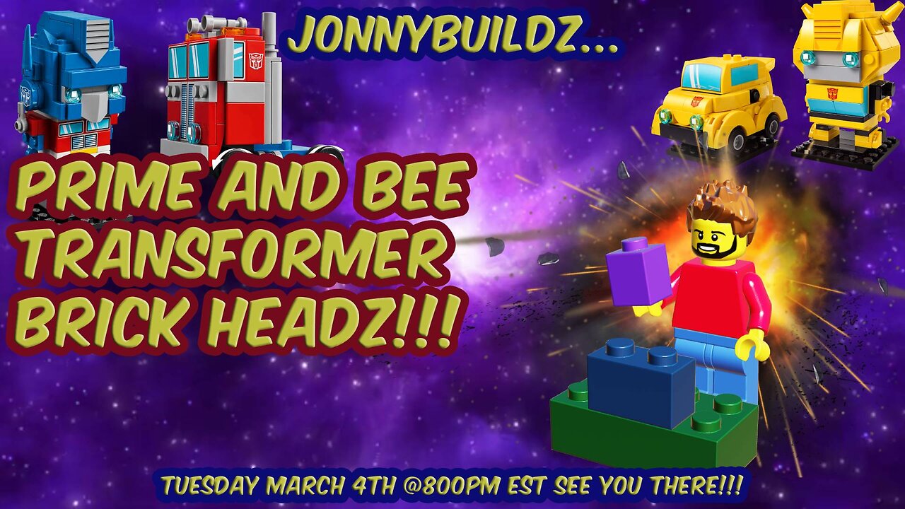 JonnyBuildz...Shows a time lapse of setting up and builds 2 Brick Headz!!! Episode 194