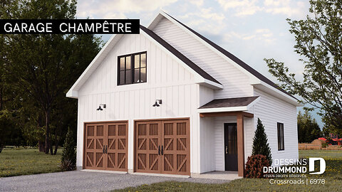 Visite 3D | Plan Crossroads – Garage double de style farmhouse | Dessins Drummond