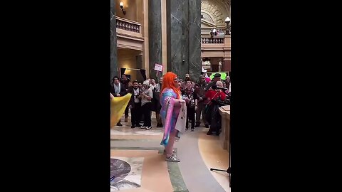 A drag queen spearheads a protest at the Wisconsin State Capitol