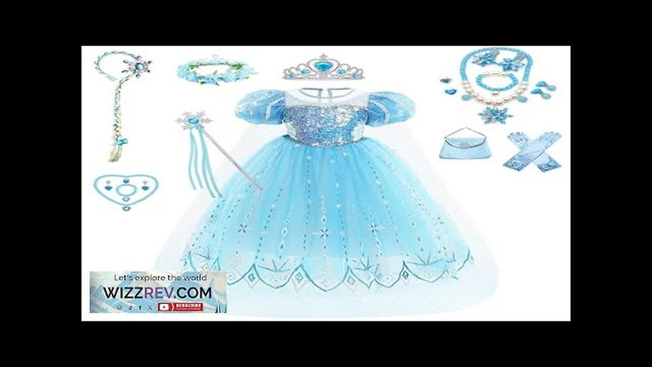 Elsa Costume Frozen Anna Dress Snow Queen Fancy Cosplay Dance Party Tutu Review