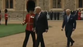 Trump Talks to British Soldier — Local Monarch Trails Behind 😂