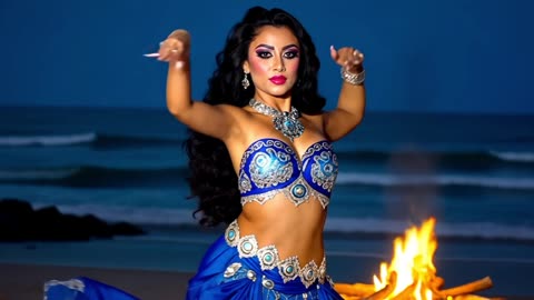 Enchanting Belly Dancing Performance at Sunset Beach – A Cinematic Masterpiece