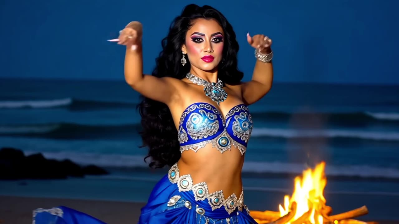 Enchanting Belly Dancing Performance at Sunset Beach – A Cinematic Masterpiece