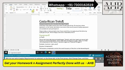 Word 4A Simulation Training | Costa Rican Treks | MyLab IT