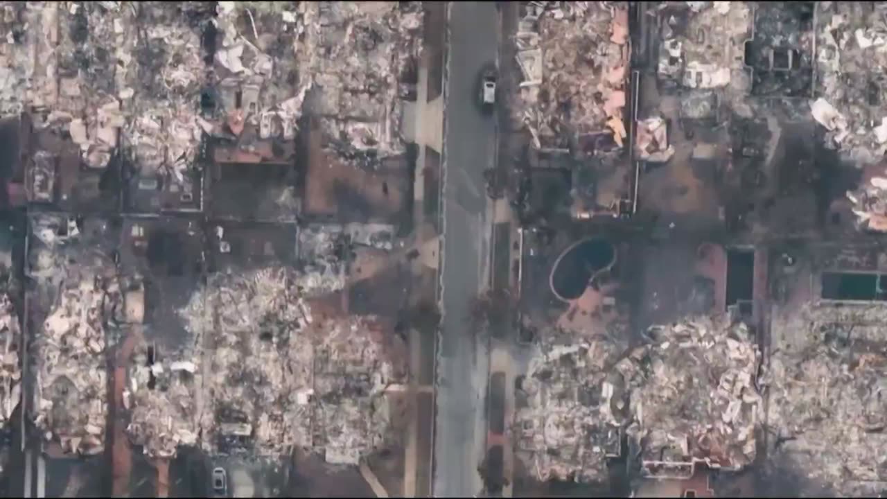 Drone footage shows the devastating aftermath of the LA fires