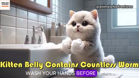 Kitten Belly Contains Countless Worms - Cute Cat 🦠😿 #cat #aicats #sickcat #catvideo2025